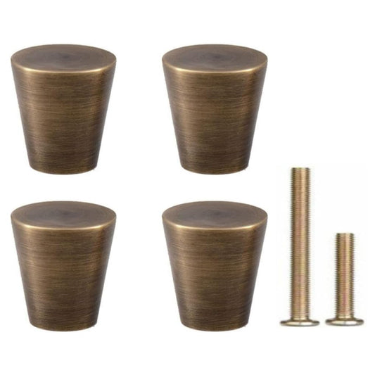 RZDEAL 4Pcs 0.79"x0.98" Antique Bronze Mid Century Drawer Knobs Solid Brass Vintage Cone Cabinet Shoe Book Drawer Knob Handle (Bronze)
