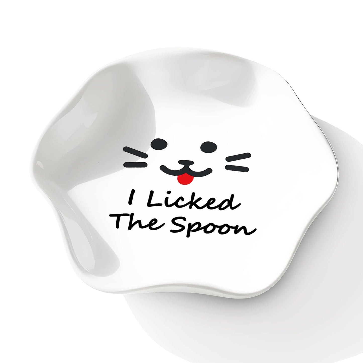 Cute Lick the Spoon Large Spoon Rest for Kitchen, Ceramic Heat Resistant Utensil Holder for Stove Top, Funny Gift for Women Friends Chirstmas Housewarming Present, 5.8 Inches