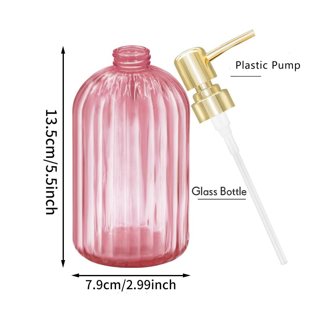 Soap Dispenser - 2 Pack 14 Oz Kitchen Soap Dispenser with Pump, Bathroom Transparent Soap Dispenser Bottle for Hand Soap, Dish Soap or Lotion (Pink)