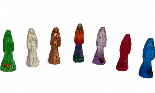 CHAVARIOS 7 Pieces Santa Muerte mini Statues Pocket Size 7 Pieces Color Set