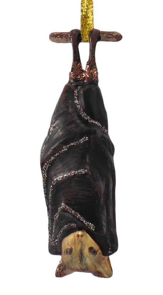 Hanging Upside Down Halloween Black Bat Christmas Ornament