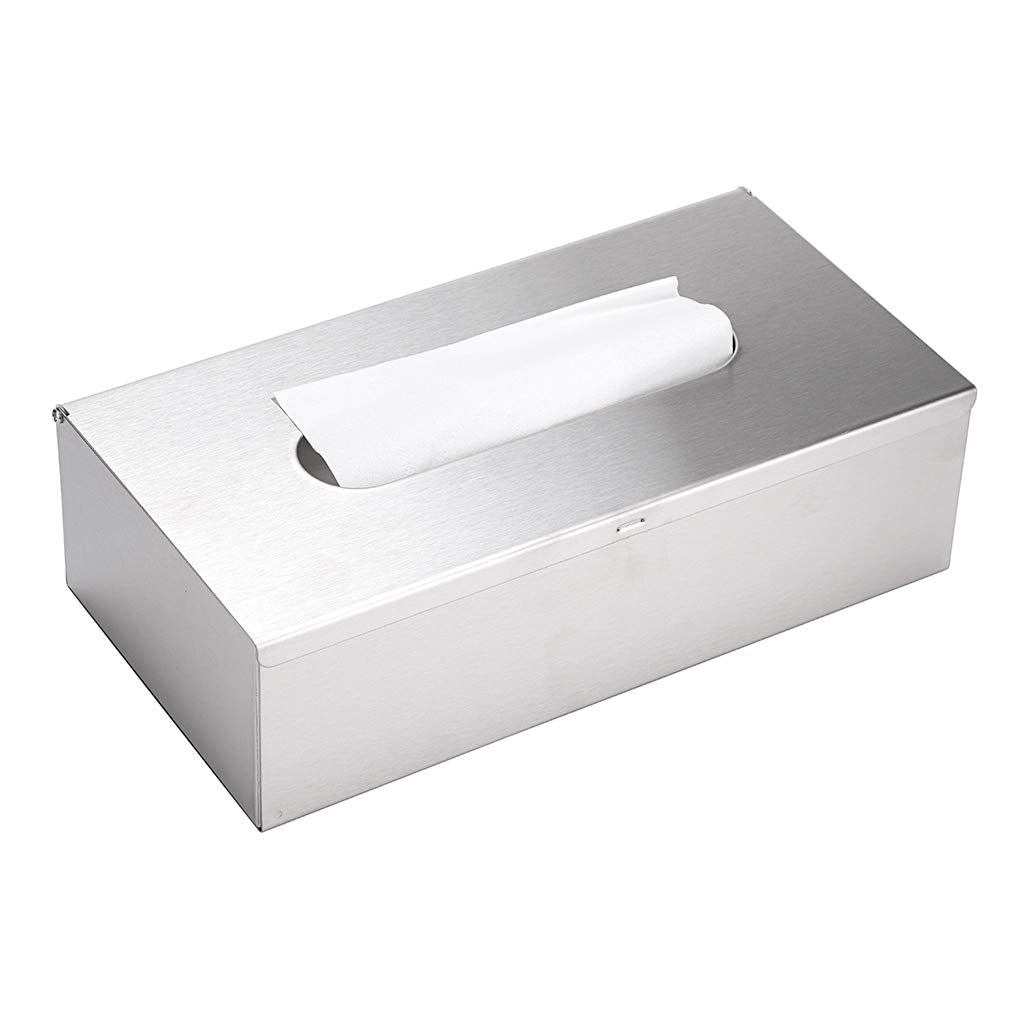 Sumnacon Rectangular Tissue Box Cover - Stylish Stainless Steel Paper Facial Cover, Modern Metal Tissue Box Holder for Bedroom/Bathroom/Vanity/Countertop/Dresser/Night Stand/Office/Car, Brushed Nickel