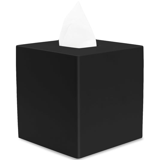 Yew Design Matte Black Square Tissue Box Cover, Decorative Tissue Box Dispenser for Bathroom, Parlors, Office, Bedroom Dresser, Vanity Countertop, Nightstand, Car, and Desk