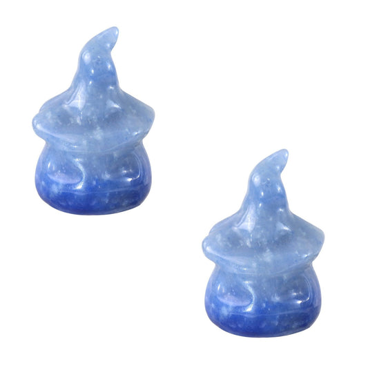 Rockcloud Pack of 2 Halloween Pocket Stone Pumpkin Ghost Head Statue Hand Carved Crystal Figurine Haunted House Party Decorations, Blue Aventurine