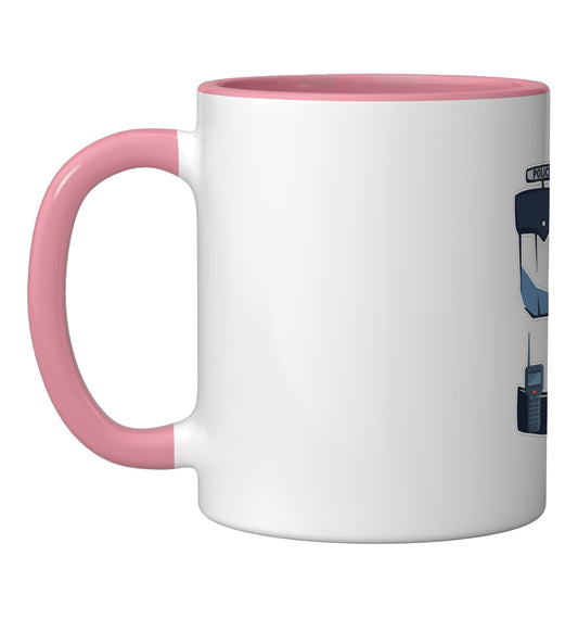 Police Officer Funny Halloween Party Trick Or Treat Scary Ceramic Mug, Pink/White
