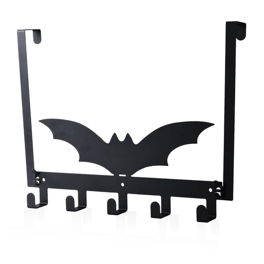 PLALUCY Over The Door Hook Rack: Gothic Metal Over Door Hooks - Bat Wall Decor Towel Rack for Bathroom Door Mount or Wall Mount Towel, Hat, Coat, Cloth, Keychain, Bag, Home Organizer,Gothic (bat)