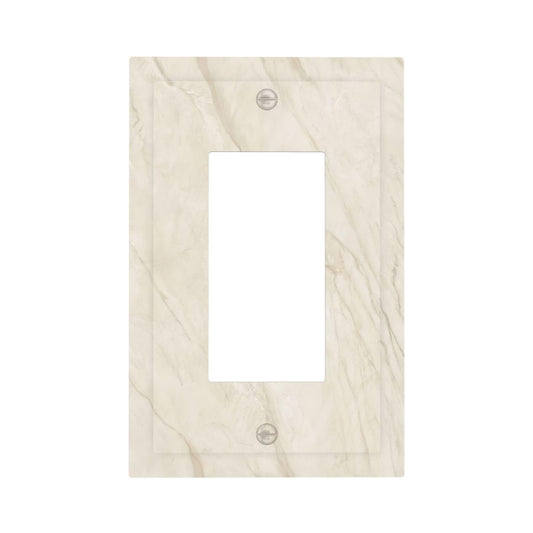White Taupe Marble Abstract Luxury Decorative Outlet Covers 1 Gang Single Rocker Light Switch Cover Plate Wall Plates GFCI Faceplate for Bathroom Kitchen Home Decor