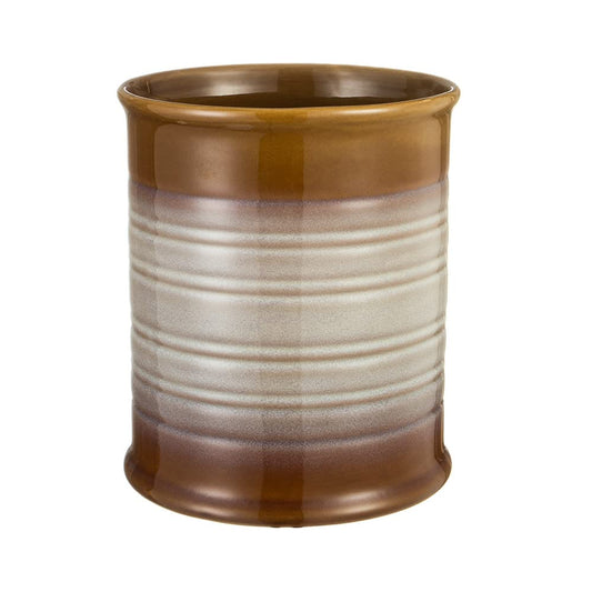 Nihow Ceramic Utensil Holder for Kitchen Counter, 7.2", Brown