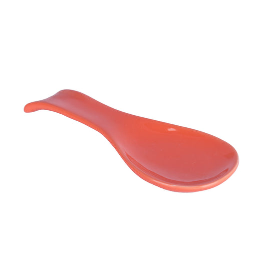 Orange Solid Ceramic Spoon Rest for Kitchen