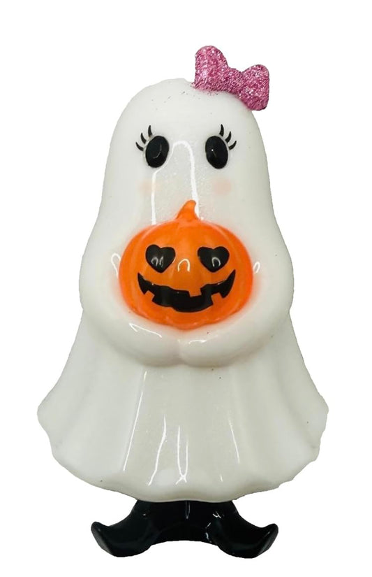 Bath and Body White Ghost Girl Holding a Pumpkin Adjustable Wallflowers Scent Control Fragrance Nightlight Plug