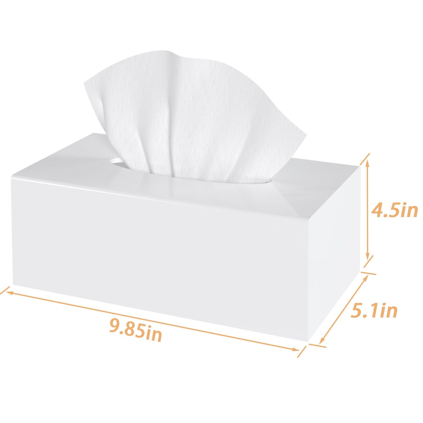 SILUT Tissue Box Cover, Stylish Tissue Box Cover Rectangle, Modern Tissue Box Holder, Facial Tissue Holder for Bathroom, Kitchen Vanity, Countertops, Dressers, Night Stand - Shiny White