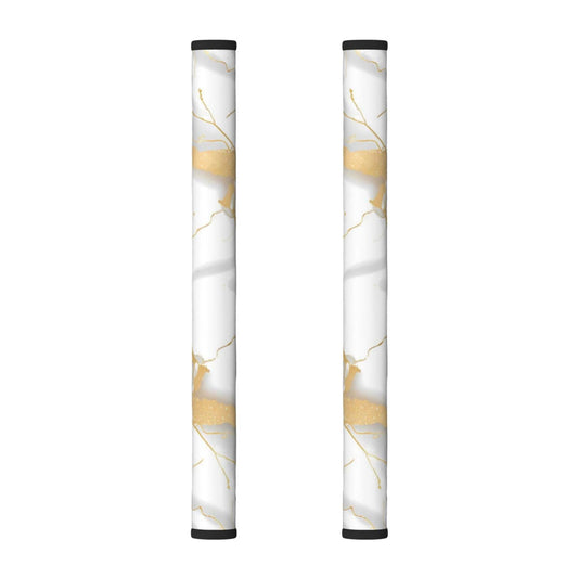Refrigerator Door Handle Covers Set of 2 - White Marble Print Gold Texture - Washable Kitchen Appliance Handle Covers for Microwave Stove Oven Dishwasher Fridge Handle Protector
