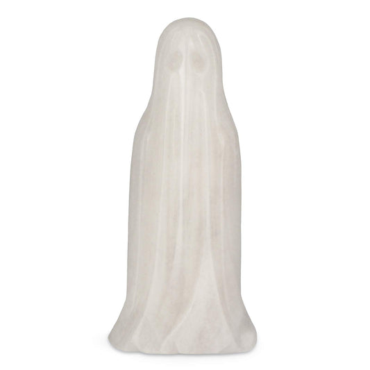 Artistone 3.0" White Jade Crystal Halloween Ghost Statue, Hand Carved Gemstone Ghost Figurine Healing Stone Sculpture for Carnival Party, Home, Office Decor