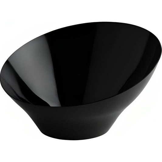 Angled Bowl Medium Black (1 Count) - Elegant Plastic Bowl in Stylish Design, Perfect for Entertaining & Home Decor- Must-Have Kitchen Essential