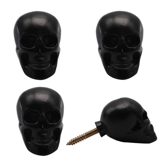 Hdtyyln Skull Wall Hooks, 4 Pcs Decorative Metal Wall Mounted Key Holder Hat Rack Organizer Bathroom Hanger Home and Kitchen Use Pegs (Black)