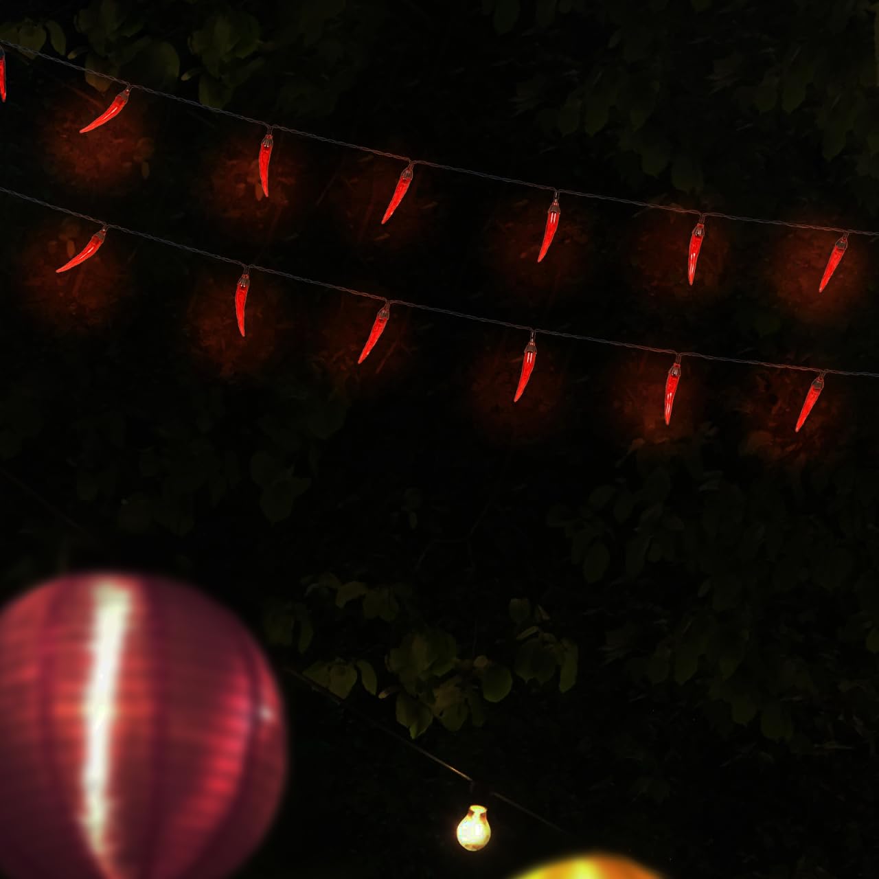 Hemobllo Solar Pepper String Lights, Red LED Outdoor Fairy Lights Waterproof & Automatic Charging for Garden, Patio, Party & Christmas Decor