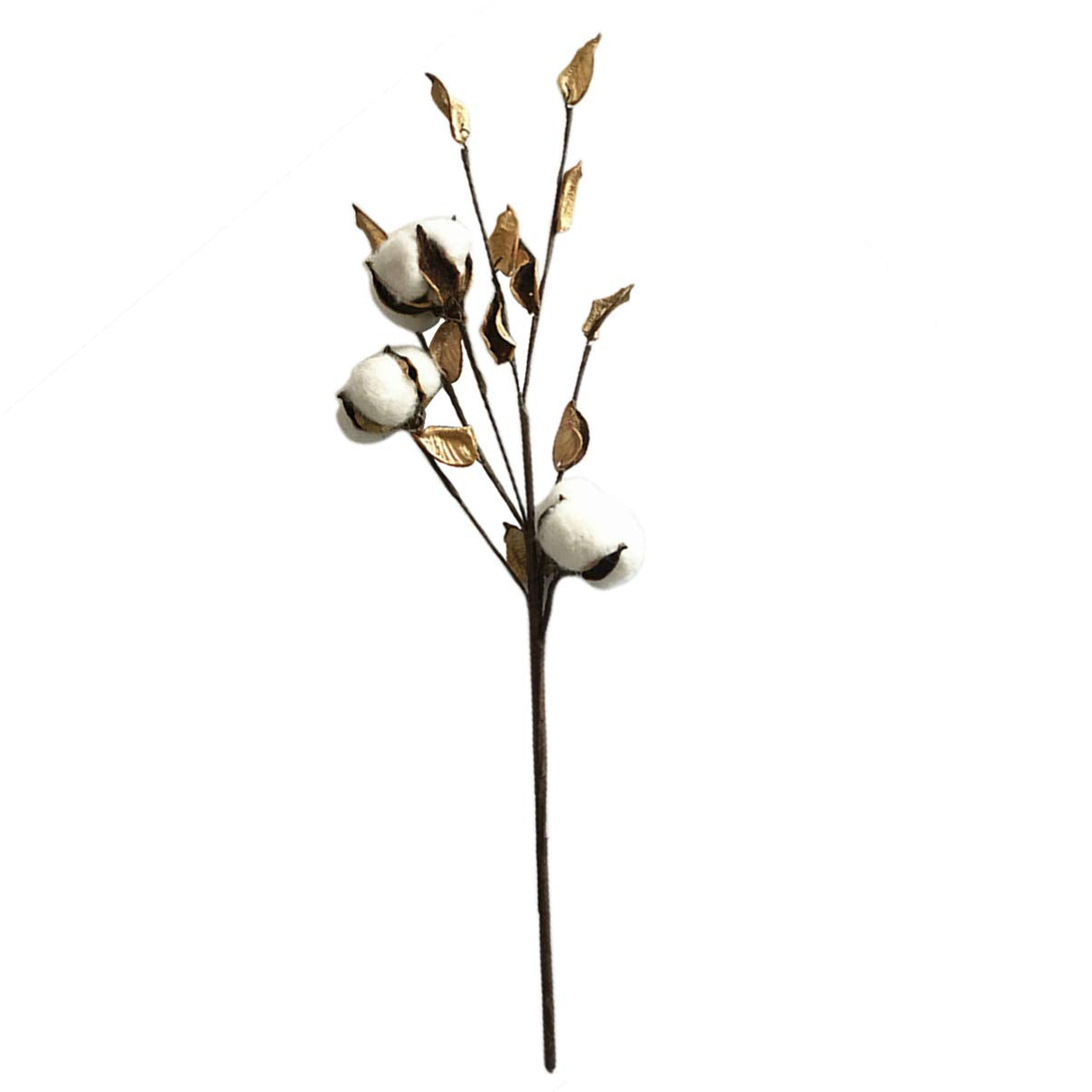 CORHAD Artificial Cotton Stems for Vase 3 Pcs Brown Cotton Stalks Decor Rustic Flower Decor for Home Tabletop Wedding Centerpiece DIY Wreath