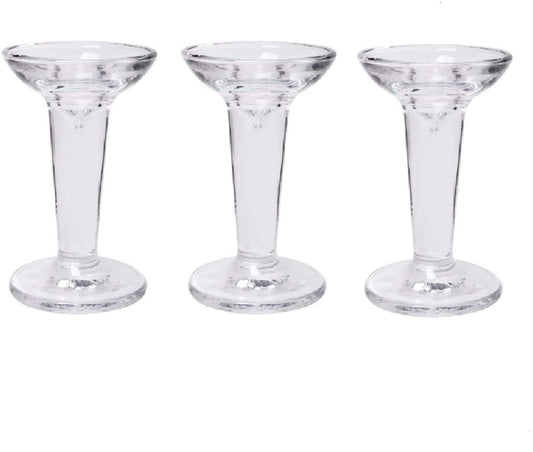 Hosley Classic Glass Taper Candle Holders Elegant Decorative Candle Stands 5" High Set of 3
