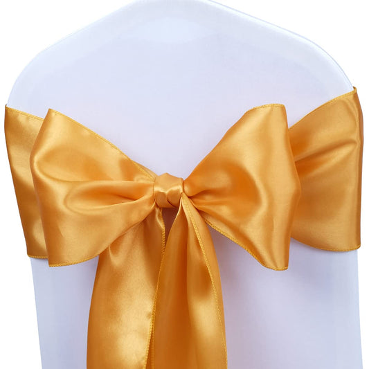 Babenest Satin Chair Sashes Ties Upgraded 30 pcs Chair Ribbons Bows for Wedding Banquet Party Easter Christmas Baby Shower Events Decoration (Gold)