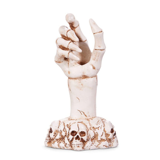 Raz Imports Skeleton Hand Candle Holder, 7-inch Height, Halloween Decor, Cream, 4411316
