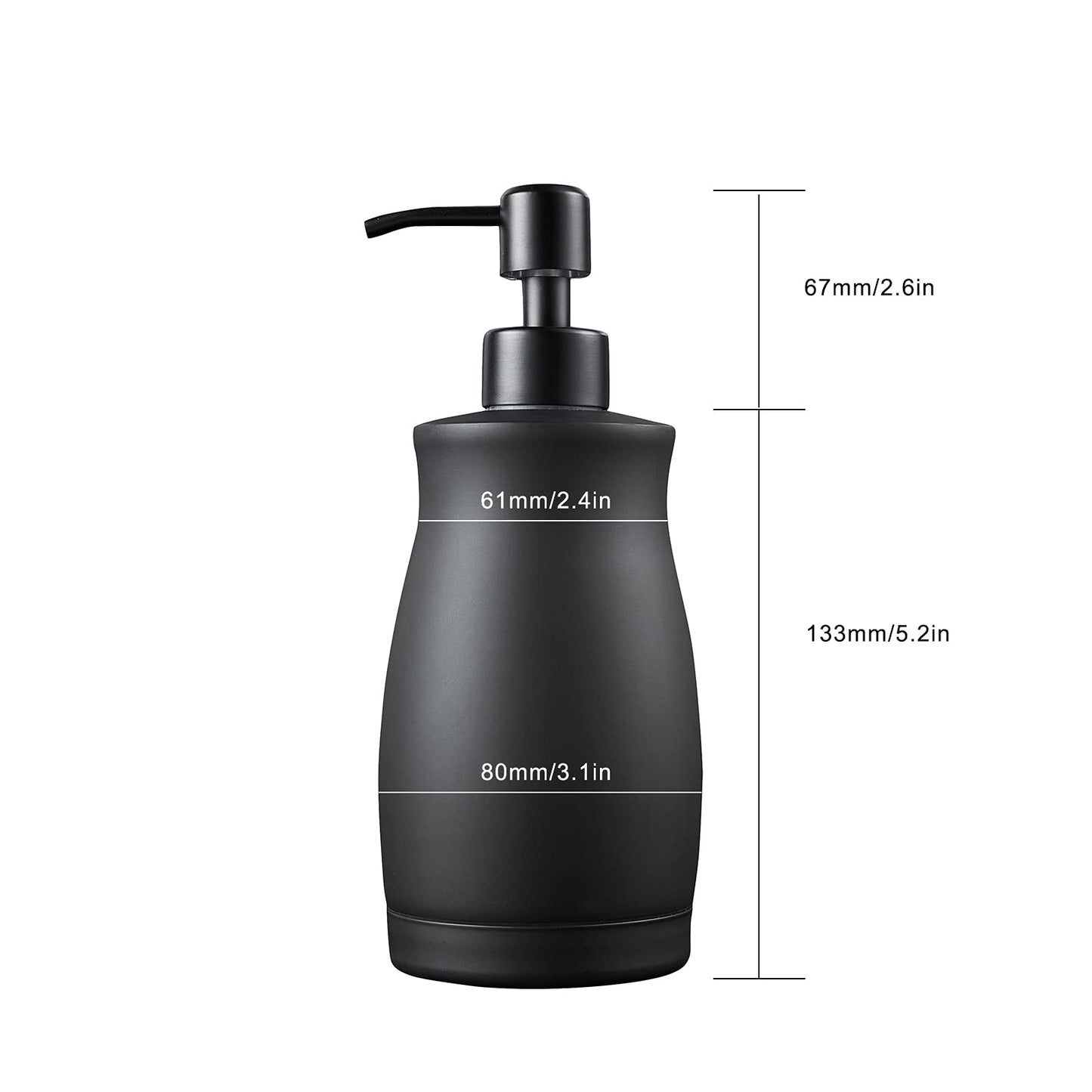 304 Stainless Steel Countertop Black Soap Dispenser Rust Resistant Leak-Proof Liquid Hand Sanitizer Pump with Hopper，for Kitchen Sink, Countertop, Bathroom (13.5oz/400ml)