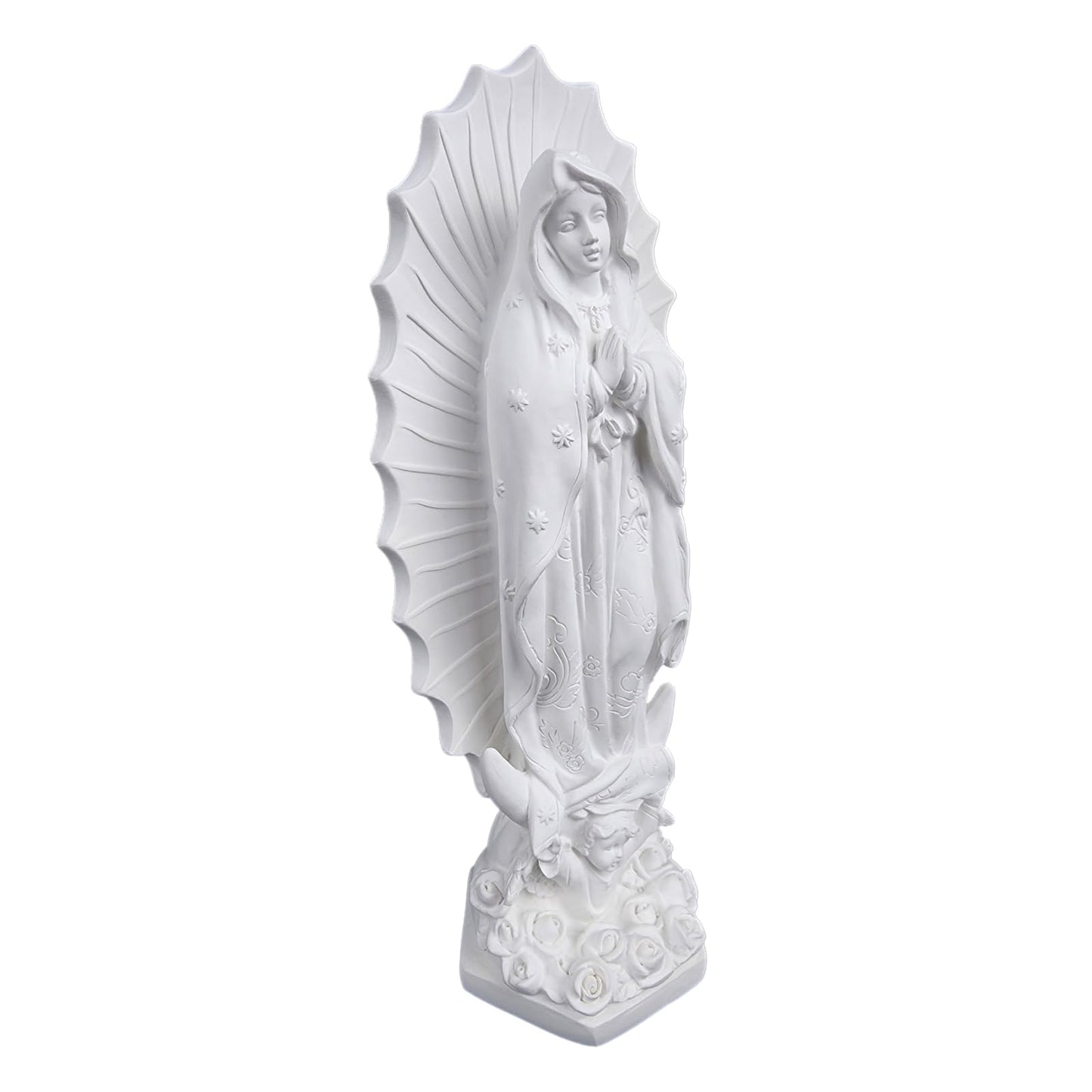 PSYHILAR Our Lady of Guadalupe Statue, White Virgen de Guadalupe Statues, Small Mexico Virgin Mary Figurine, Virgencita Maria Estatua Resin Catholic Religious Decor 7 Inch
