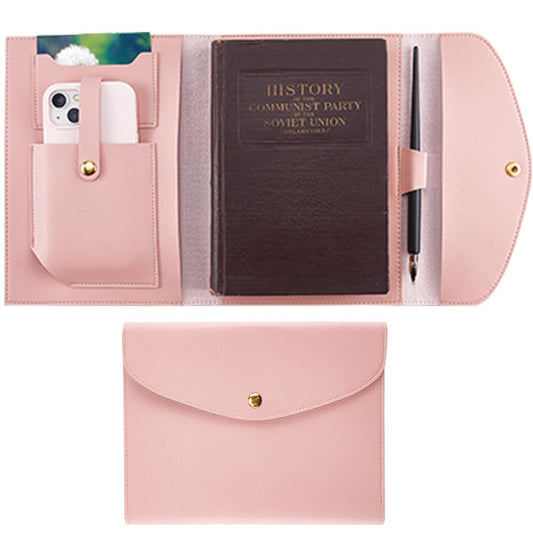 CRASPIRE A5 Leather Notebooks Cover for Pink PU Journal Planner Travelers Notebook with Card Slots Pen Holder File Folder Business Pocket Documents Portfolio Organizer Briefcase for Refillable Notepad