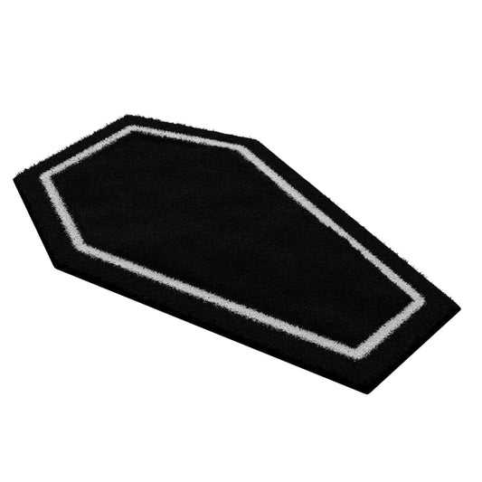 WITTIZA Coffin Bath Mat - Black & White Gothic Bathroom Rug, Non-Slip Quick Dry Microfiber, Soft Plush for Halloween Decor & Goth Home, Machine Washable, 32" x 20"
