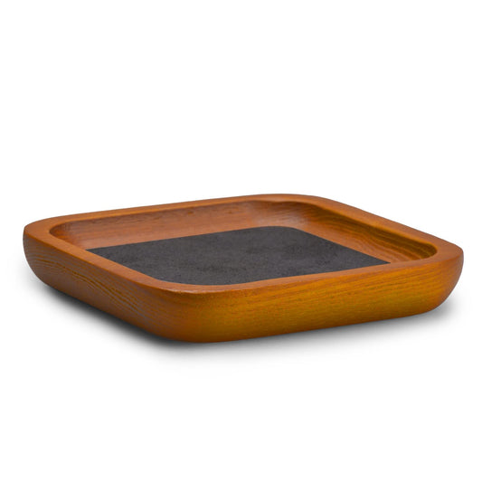 Oirlv Solid Wood Jewelry Display Tray Small Jewelry Tray Rings Earrings Bracelets Necklace Holder Organizer (Small, Grey)