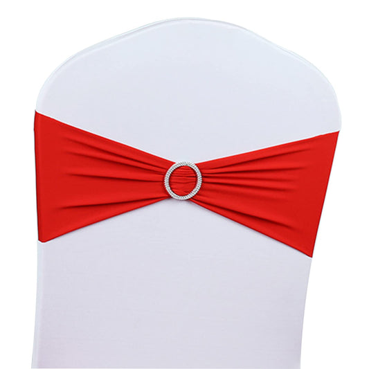 Tosnail 50 Pack Spandex Chair Sashes Wedding Chair Decoration Party Chairs Covers - Red