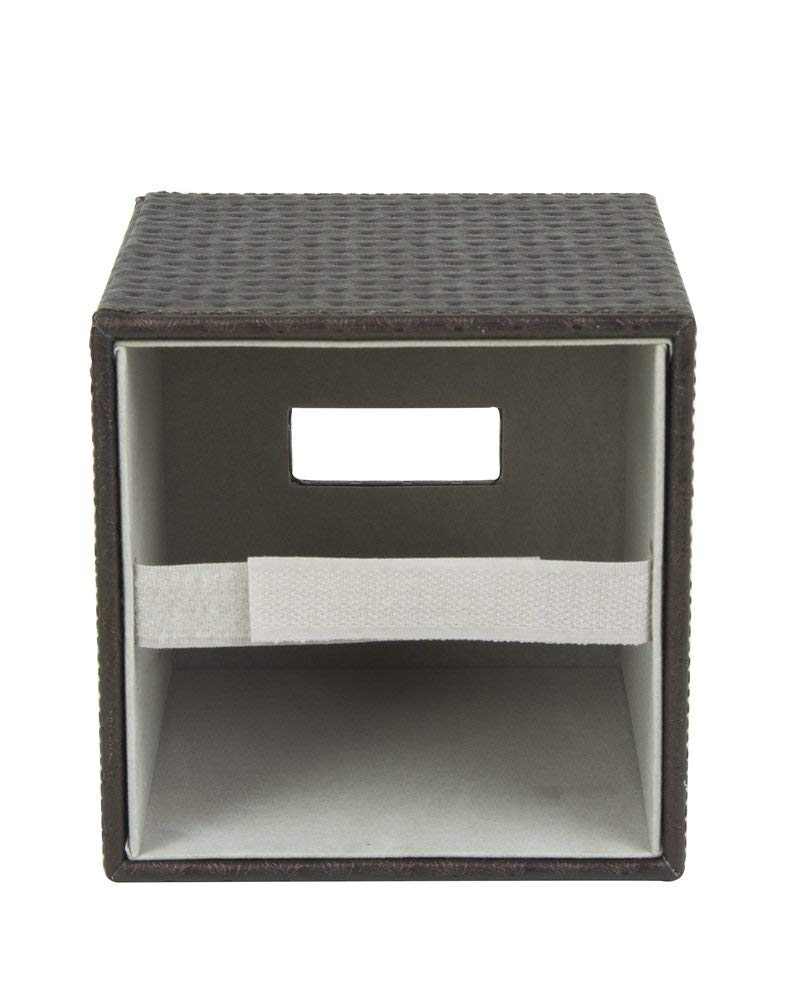 J JACKCUBE DESIGN Square Paper Facial Tissue Box Cover Holder for Bathroom Vanity Countertop, Bedroom Dressers, Napkin Holder with Strap on Bottom, Brown Quilted Faux Leather - MK272A