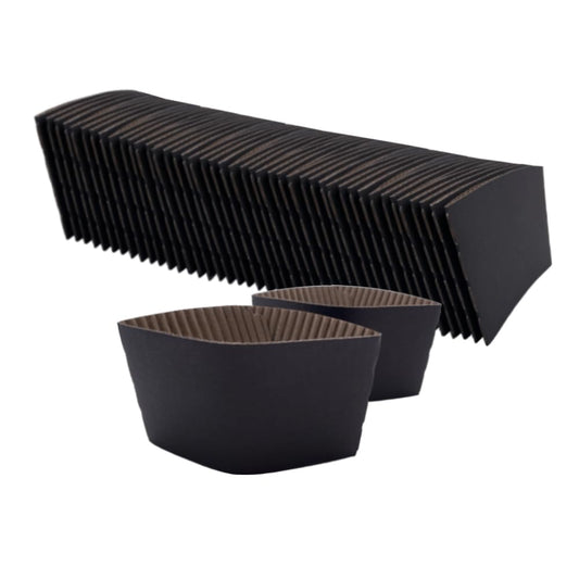 EchoDone 8oz 10oz 12oz 16oz Coffee Cups Sleeves Disposable for Hot or Cold Drinks Paper Corrugated Cups Jackets 200 Count Color Black（Without cup）