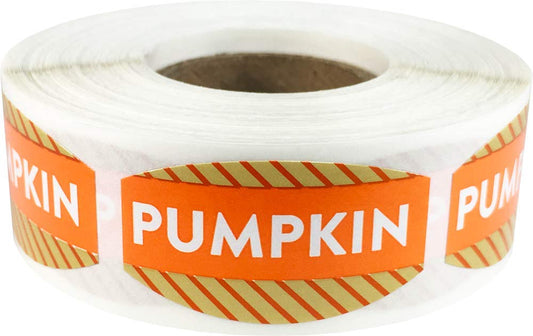 Pumpkin Grocery Store Food Labels .75 x 1.375 Inch Oval Shape 500 Total Adhesive Stickers