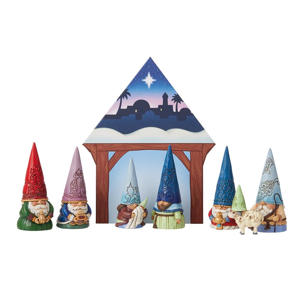 Enesco Jim Shore Heartwood Creek Small but Miraculous Gnome Christmas Pageant Scene Figurine Set, 3.125 Inch, Multicolor