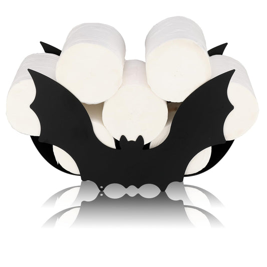 Novabright Black Bat Toilet Paper Roll Holder Halloween Gothic Bathroom Storage Decor Metal Witch Wall Mounted Toilets Paper Holder Funny Tissue Storage Organizer for Washroom Rack Art