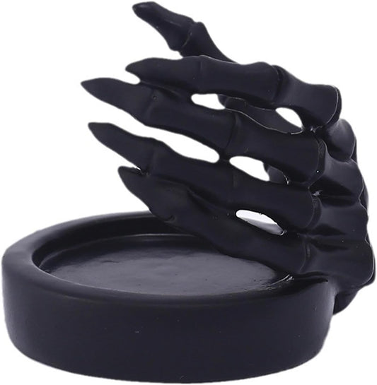 Skeleton Hand Candlestick Holder Halloween Candle Holders Skeleton Tealight Holders Desktop Candle Holder for Halloween Table Party Supply - Black