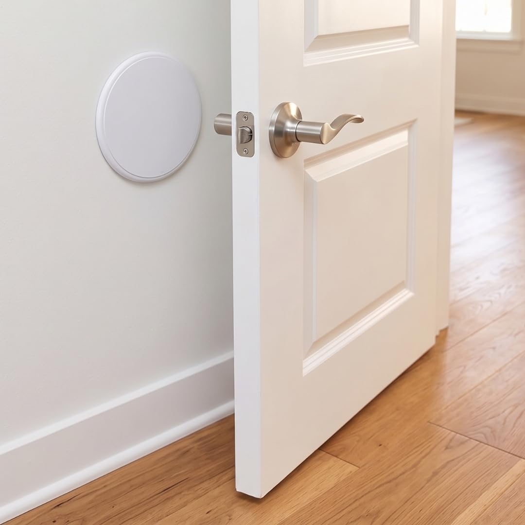 5 Pack - Door Stoppers for Wall - 5 Inch Door Knob Wall Protector, Self Adhesive Peel and Stick Door Bumper, Wall Protectors from Door Knobs, Anti Slam, White