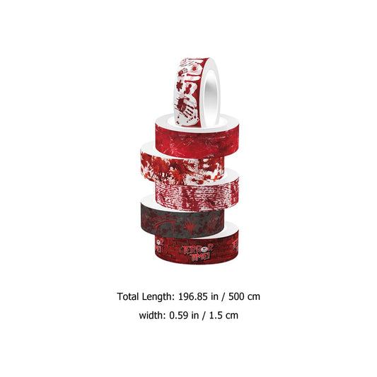 EXCEART Blood Hand Tape - 12 Rolls Halloween Washi Tape for Scary Decorations Bloody Design for DIY Scrapbooking and Crafts Assorted Colors Ideal for Present Wrapping