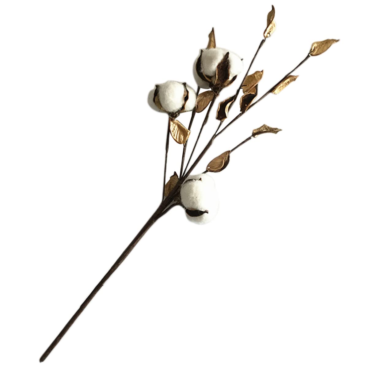 CORHAD Artificial Cotton Stems for Vase 3 Pcs Brown Cotton Stalks Decor Rustic Flower Decor for Home Tabletop Wedding Centerpiece DIY Wreath