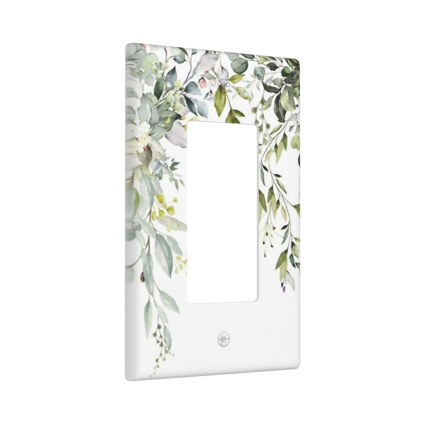 Green Eucalyptus Light Switch Cover Single Rocker/Decorator Switch Plate 1 Gang Farmhouse Decorative Outlet Covers Wall Plate, 4.50 x 2.76 Inch