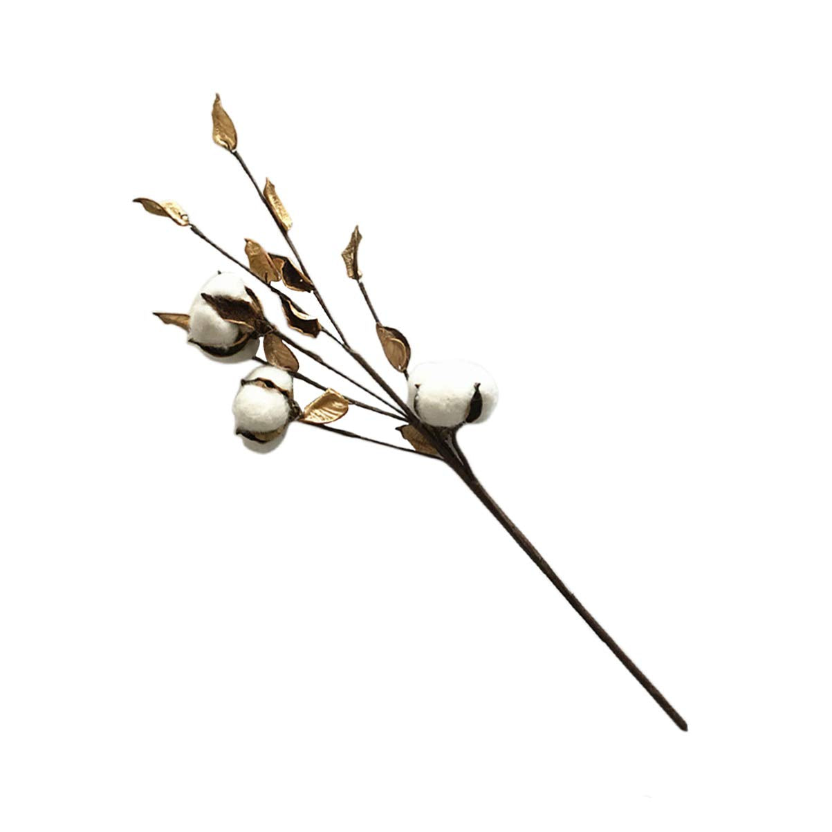 CORHAD Artificial Cotton Stems for Vase 3 Pcs Brown Cotton Stalks Decor Rustic Flower Decor for Home Tabletop Wedding Centerpiece DIY Wreath