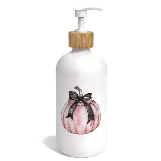 OuOvOwO Halloween Coquette Pink Pumpkin Glass Soap Dispenser
