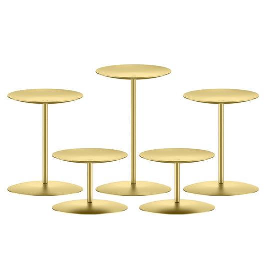 smtyle Gold Candle Holder for Pillar Candles Set of 5 Plate Centerpiece for Table or Floor with Iron