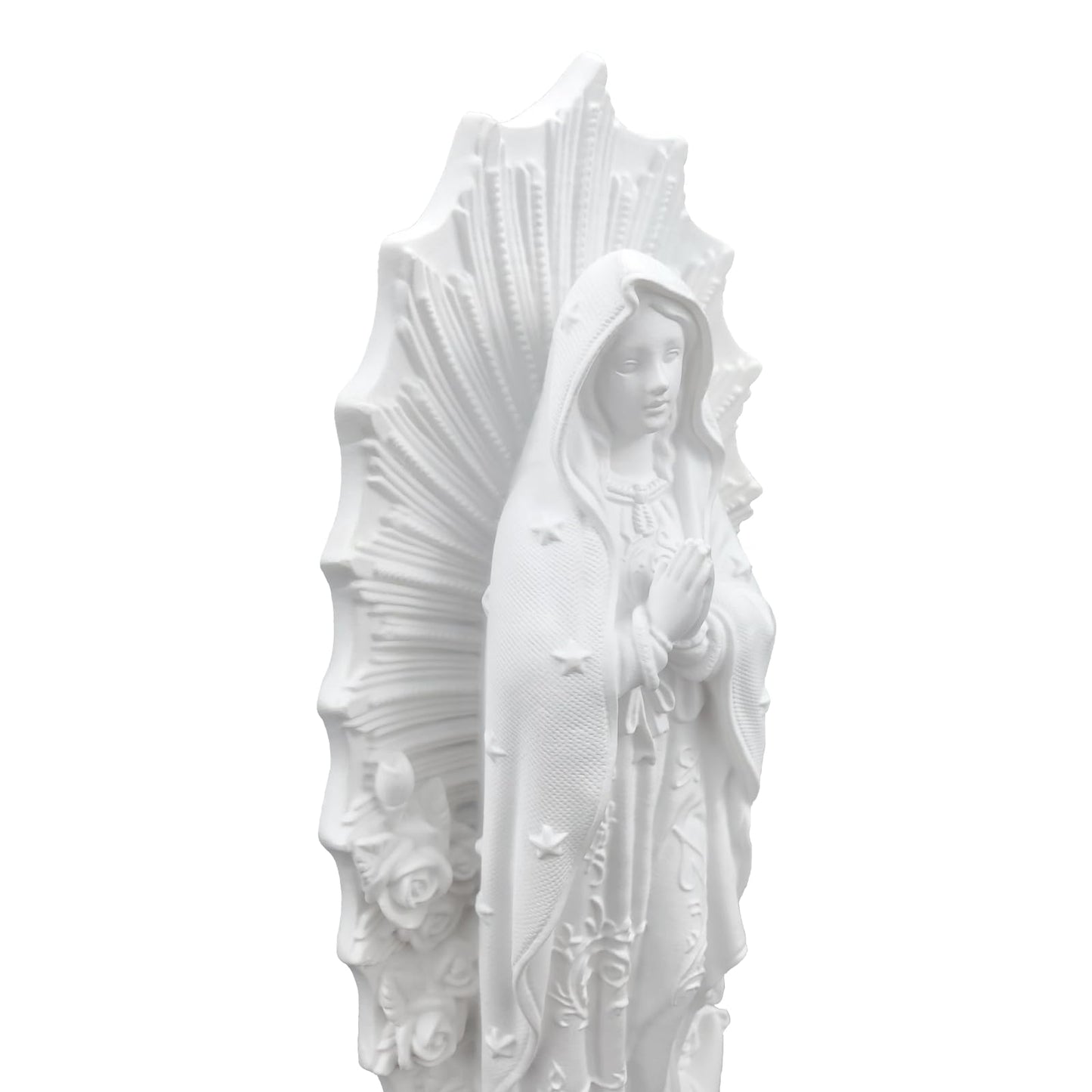 PSYHILAR Our Lady of Guadalupe Statue, White Virgen de Guadalupe Statues, Small Catholic Mexico Virgin Mary Figurine, Resin Virgencita Maria Estatua Religious Decor 8 Inch