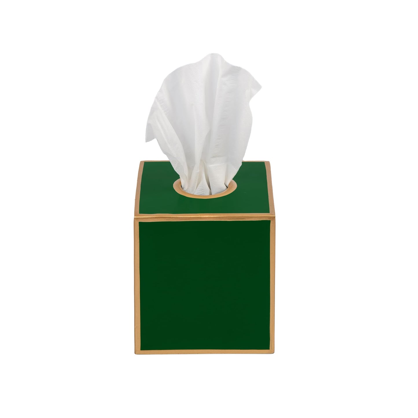 Jaye’s Studio Decorative Square Metal Tissue Box Cover Gold - Luxury Cube Facial Tissue Holder & Dispenser for Bathroom, Bedroom & Home, Modern Chic & Farmhouse Decor, Mattie Line (Emerald Green)