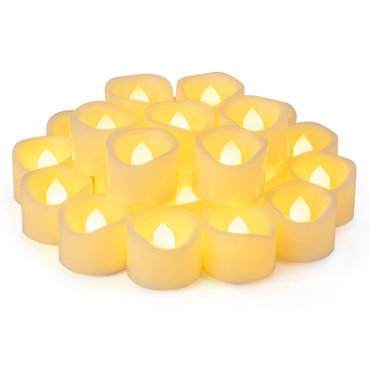 Yakpo 24 Pack 1.5" x 1.2" Battery Operated LED Tea Light Candles, Small Outdoor Flameless Flickering Votive Candles, Electric Flicker Fake Tealights Bulk for Wedding Halloween Christmas Decorations