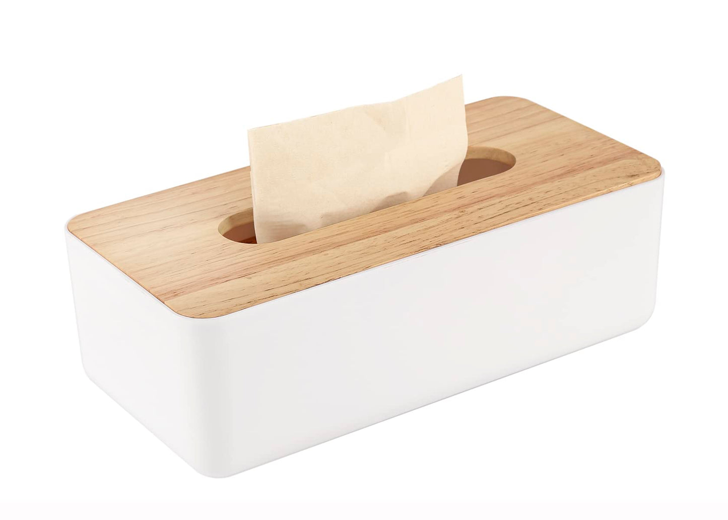 Pojah Wooden Rectangular Tissue Box Holder for Storage on Bathroom Vanity, Countertop, Bedroom Dresser (Medium, 10.2x5.1x3.3 inch)