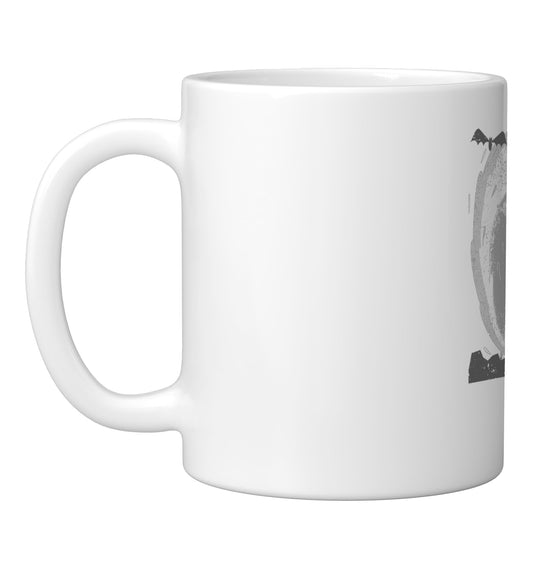 Skeleton Surfing Halloween Hawaii Funny Hawaiian Bone Surfer Ceramic Mug, White