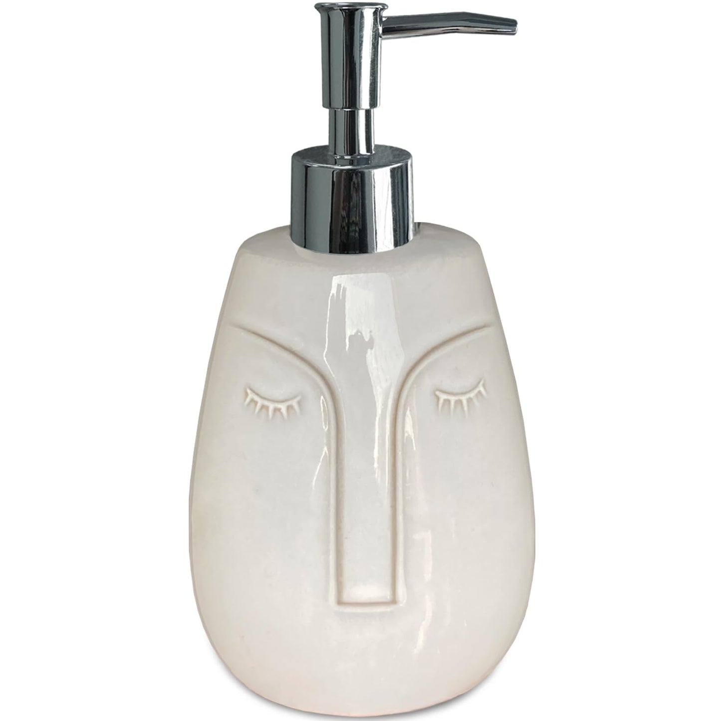CAAS White Soap Dispenser, with Face Design, Ceramic Funny Liquid Dispenser, Refillable Lotion, Soap, Shampoo, Bathroom and Kitchen (White02)