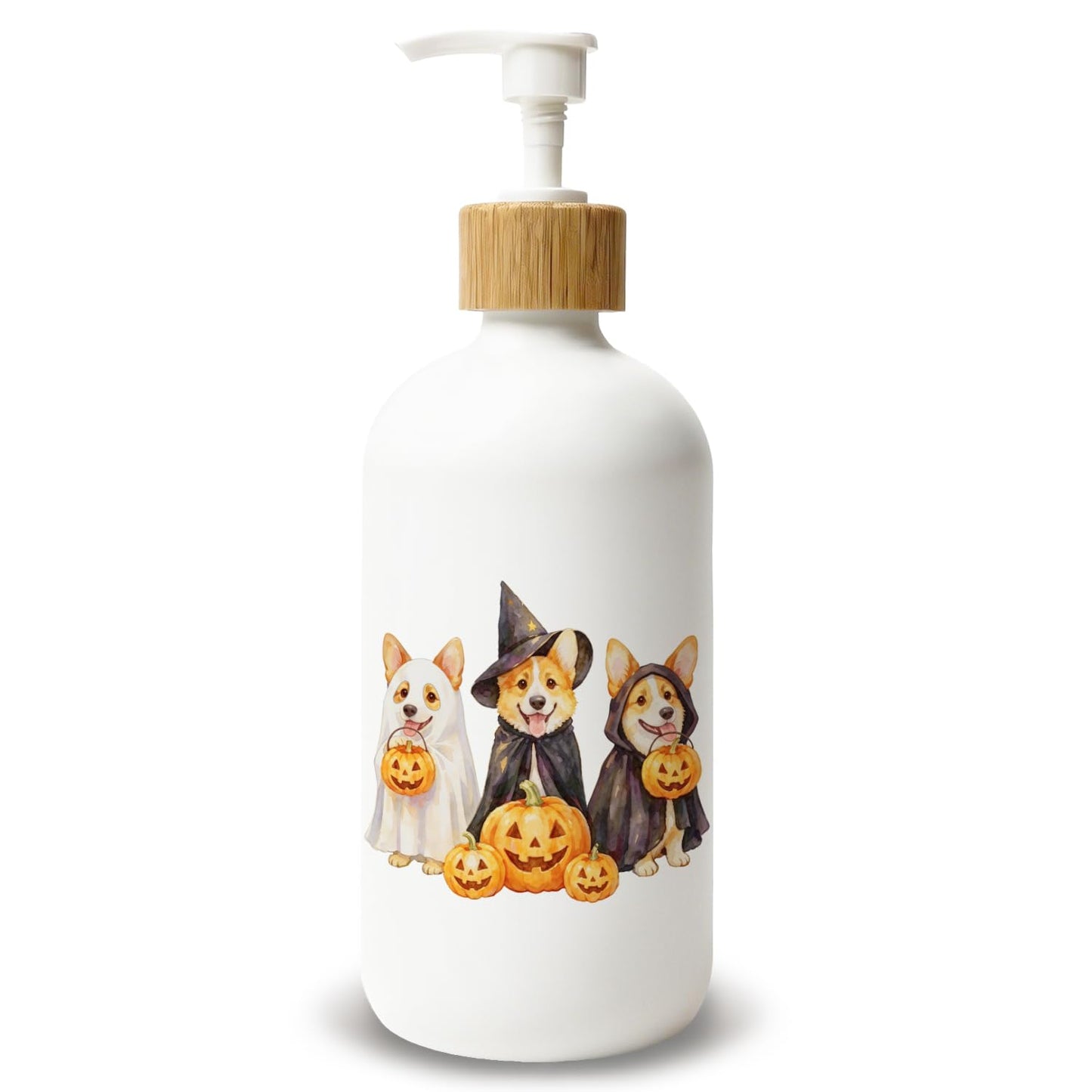 Stelloriellea Halloween Corgi Dog Glass Soap Dispenser with Pump